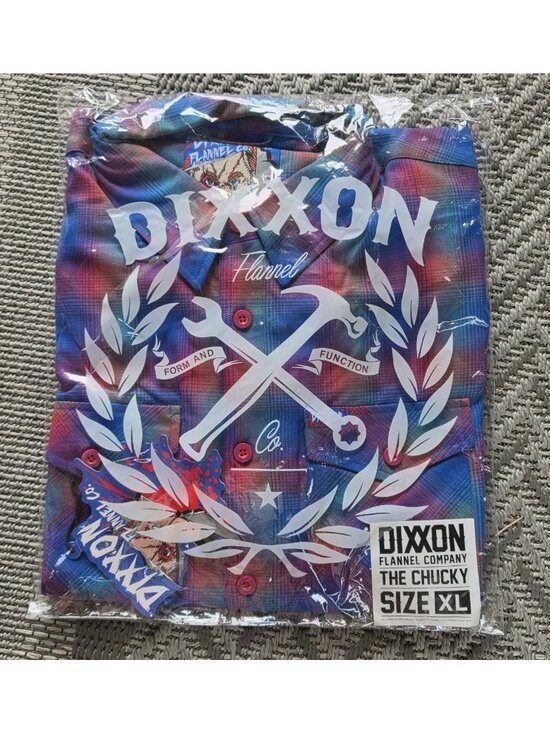 DIXXON Other - Dixxon Flannel Shirt CHUCKY Mens Size XL Blue Red Plaid Horror Series Halloween